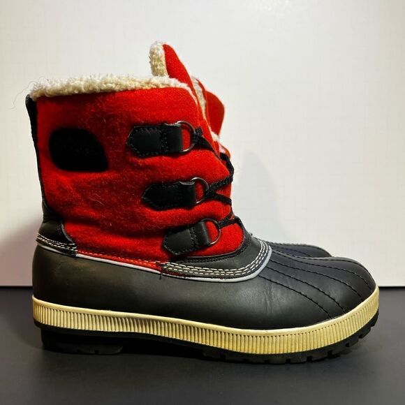 Womens KHOMBU Telluride Red Faux Fur Winter Duck Boots / Size 8M - Picture 2 of 11